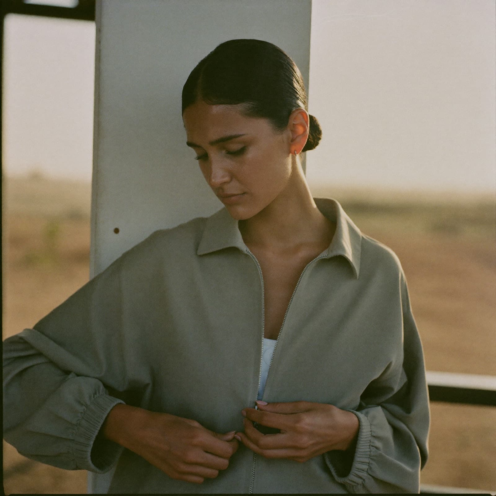 A woman preparing for an early workout